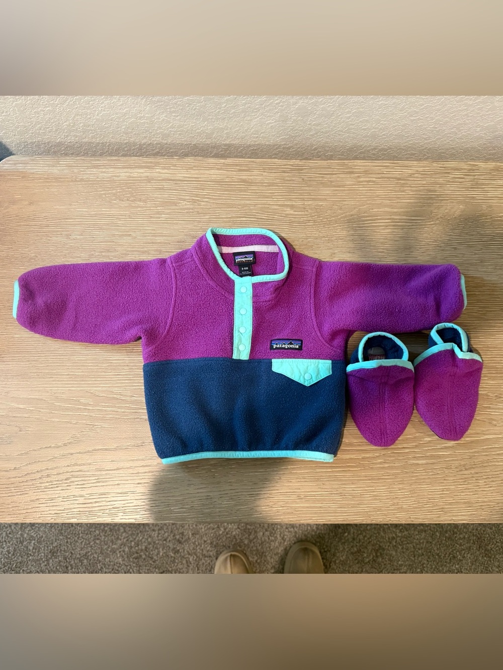 Patagonia Infant Fleece Pullover and Booties, 3-6 Months